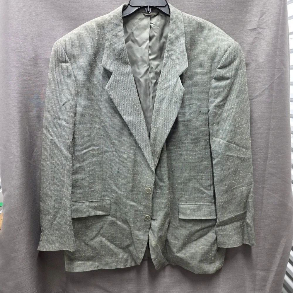 Christian Dior Monsieur Vintage Gray Blue Textured Two Button Blazer Sport Coat